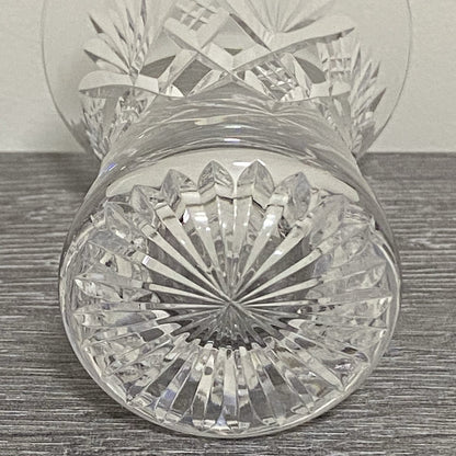 Vintage Small Round Cut Crystal Glass Vase Art Deco Diamond Pattern Retro Style