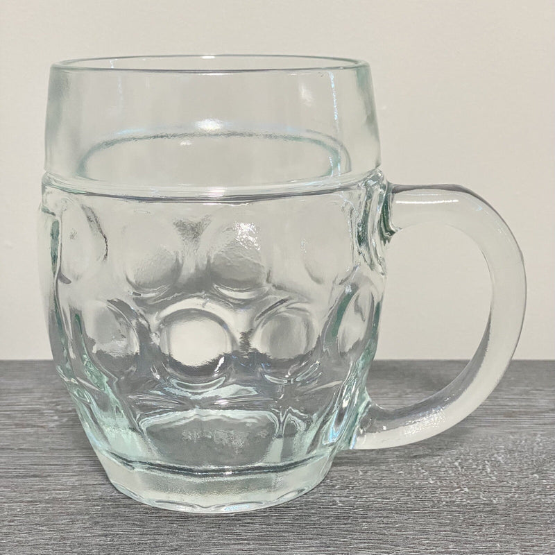 Traditional Dimple Pint Heavy Lager Beer Pub Mug Glass & Handle SB Austria Rare