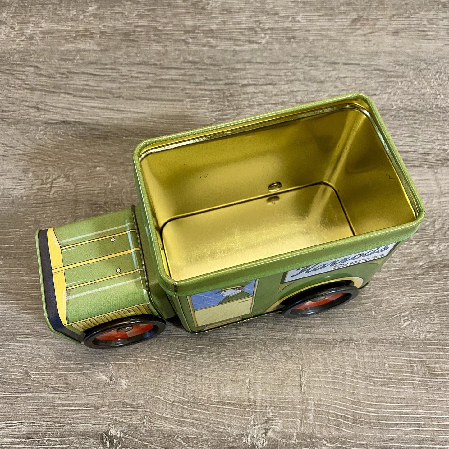 Vintage Harrods Express Truck Car With Moving Wheels & Lid Collectible Tin Rare