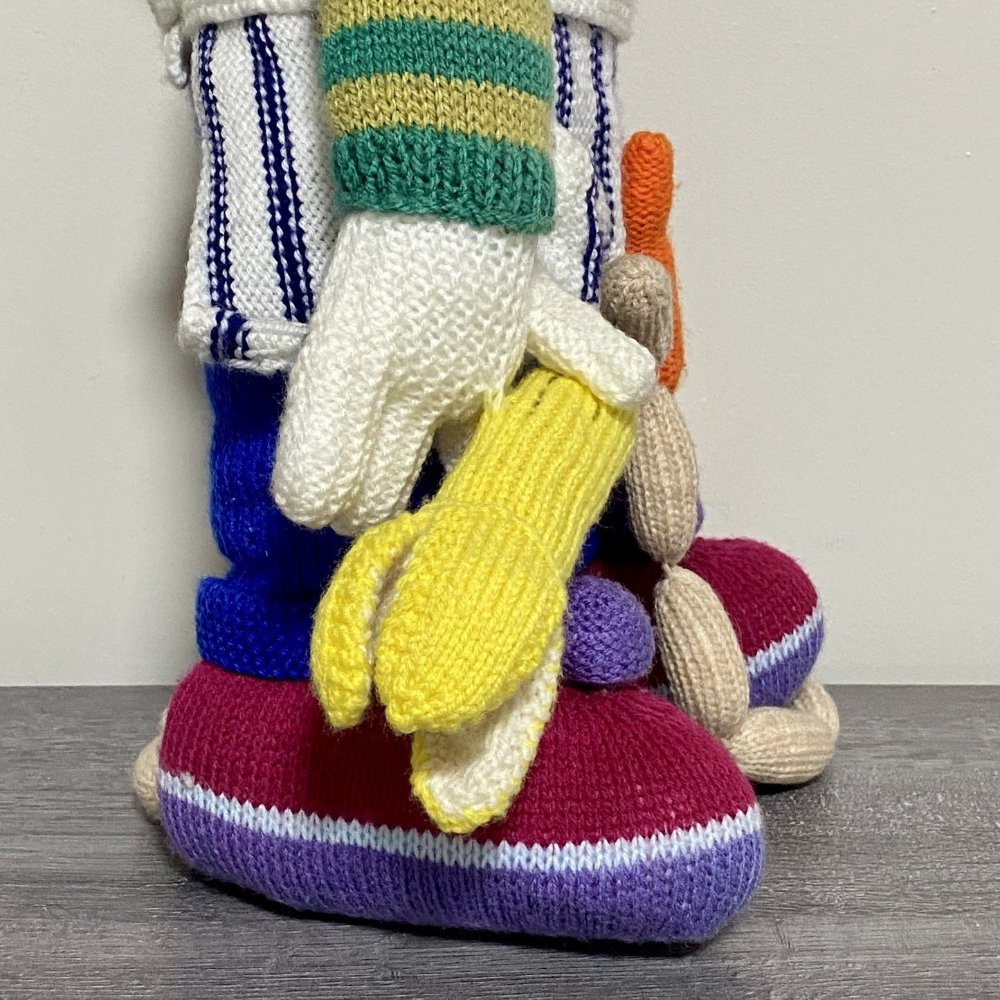 Vintage Jean Greenhowe Hand Knitted XXL Large Butcher Clown Plush Soft Toy Rare