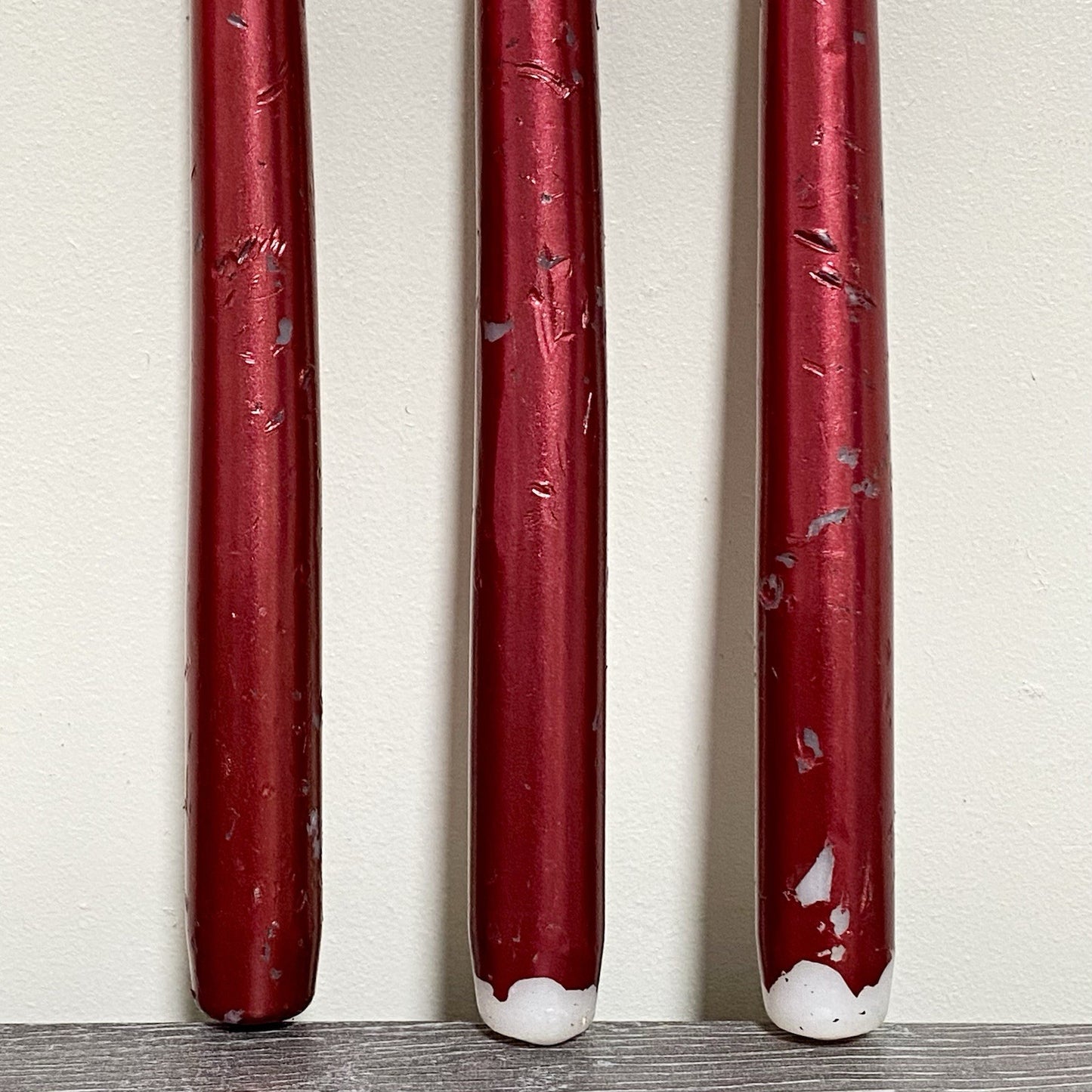 3x Red Pillar Candles Christmas Decoration Pack Of 3 Traditional Xmas Colour Set