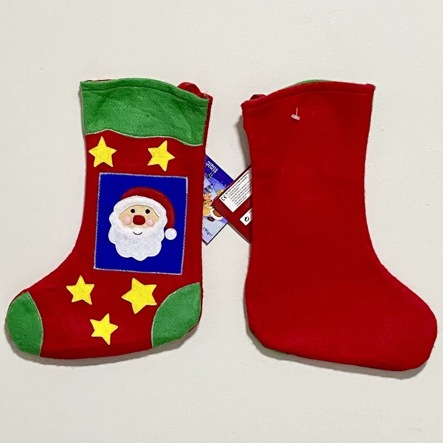 Christmas Stocking Santa Xmas Marks & Spencer 2x Pair Set Hanging Decoration