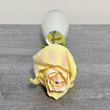 Small Artificial Rose Flower In Small Round Glass Vase All In One Decorative