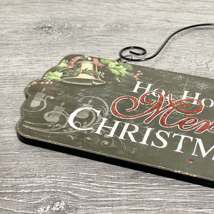 Ho Ho Ho Merry Christmas Santa Door Sign Plaque Wooden Xmas Hanging Decoration