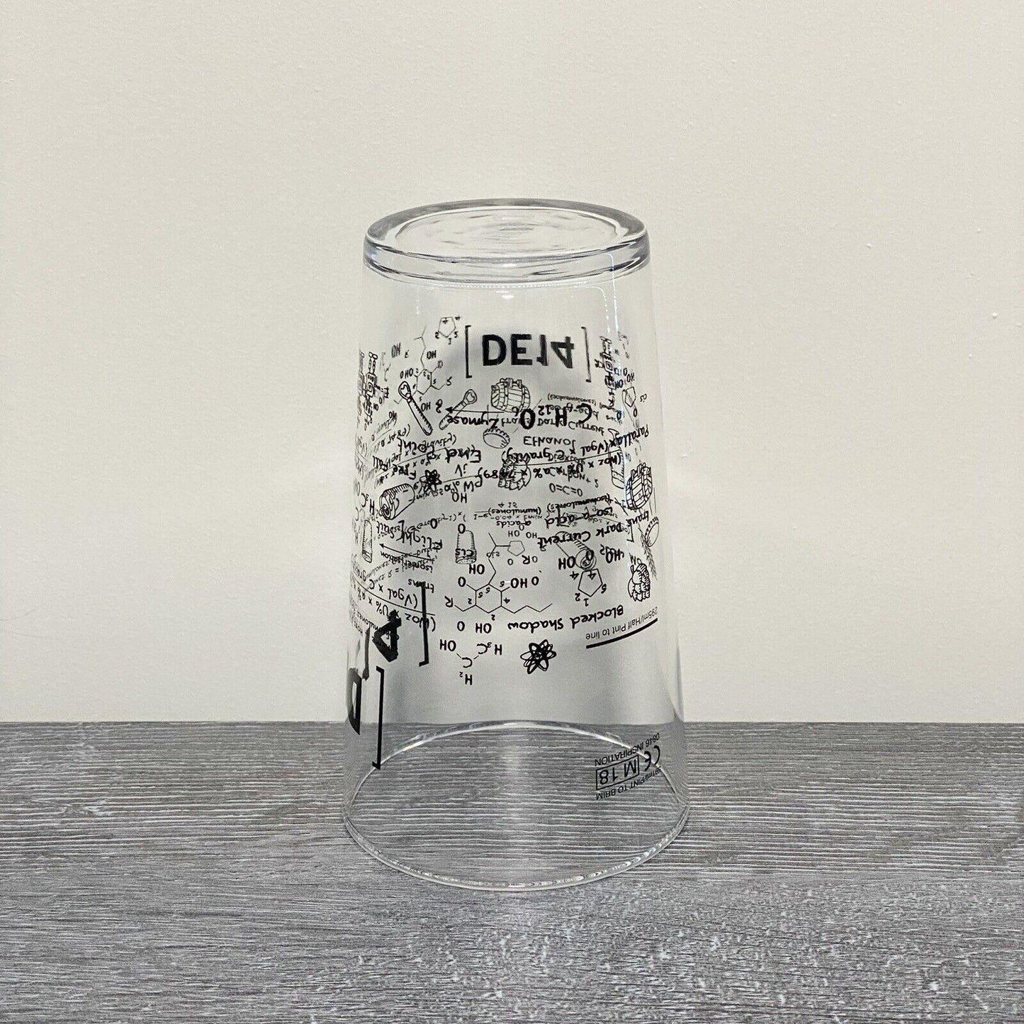 DE14 Math Science Learning Formula Scientific Pint Glass Bar Pub Glasses Rare