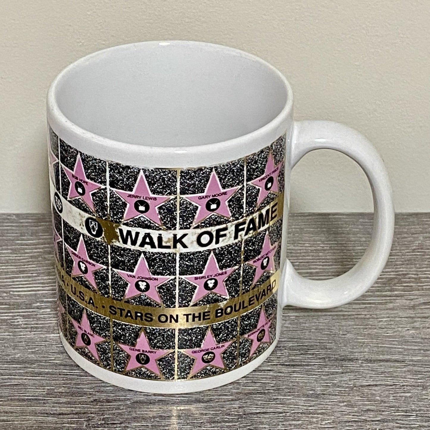 Vintage Hollywood Walk Of Fame Coffee Mug Tea Cup 1992 Famous Stars Celebrities