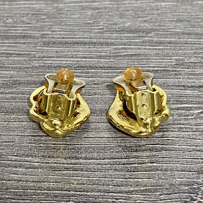Vintage Gold Tone Clip On Earrings 80s 90s Loop Ladies Costume Jewellery Pair
