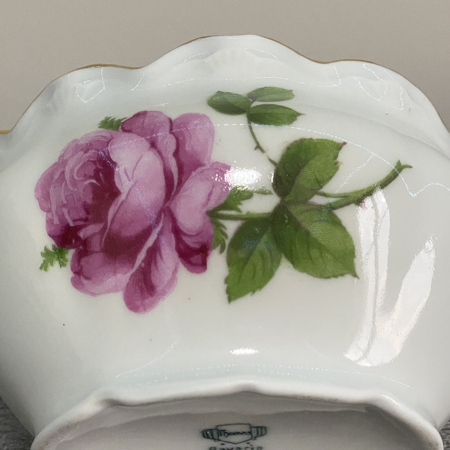 Vintage Bavaria Sugar Bowl & Creamer Jug Set Wild Rose Floral Design Gold Trim