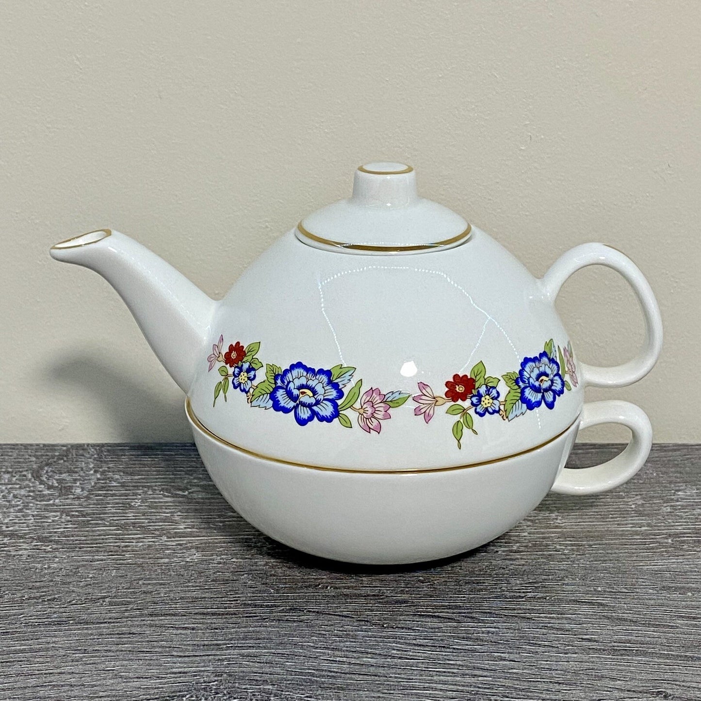 Royal Tara Single Teapot & Stacking Tea Cup Bone China Floral Harmony Galway