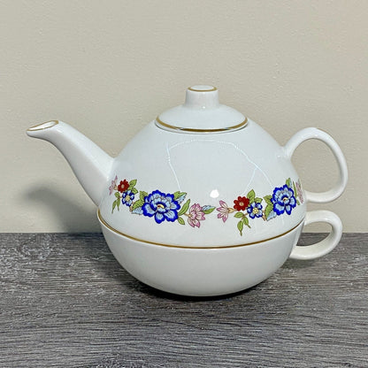 Royal Tara Single Teapot & Stacking Tea Cup Bone China Floral Harmony Galway