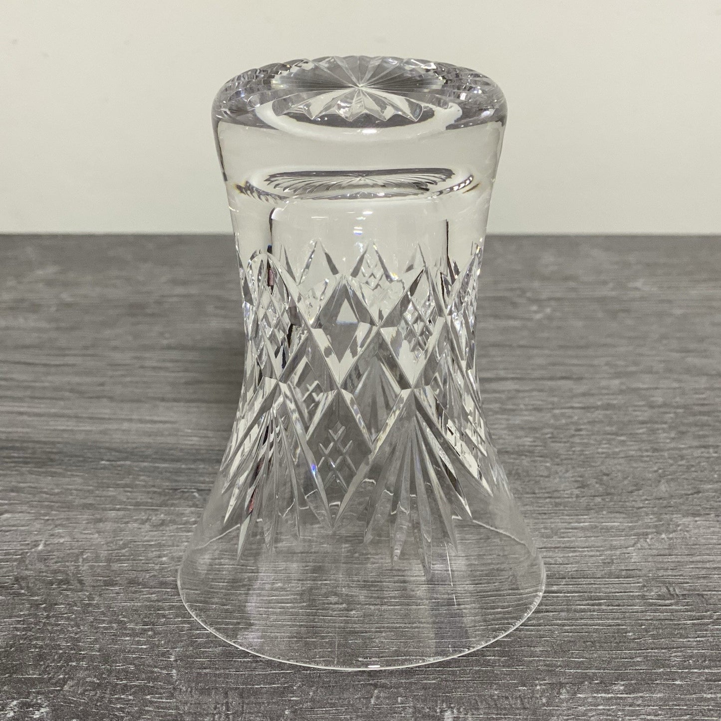 Vintage Small Round Cut Crystal Glass Vase Art Deco Diamond Pattern Retro Style
