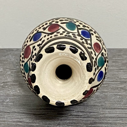 Vintage Laouini Nabeul Tunisie Small Bud Vase Art Deco Patterned Pottery Rare