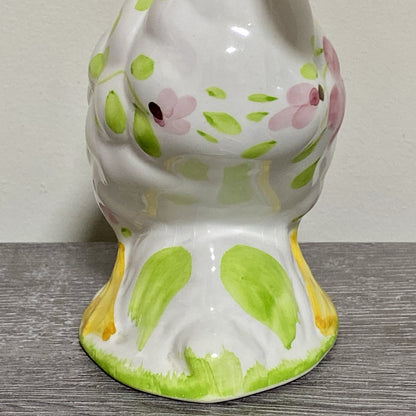 Vintage Floral Duck Bird Figurine Art Deco Pottery Retro Hand Painted 1970s Fig