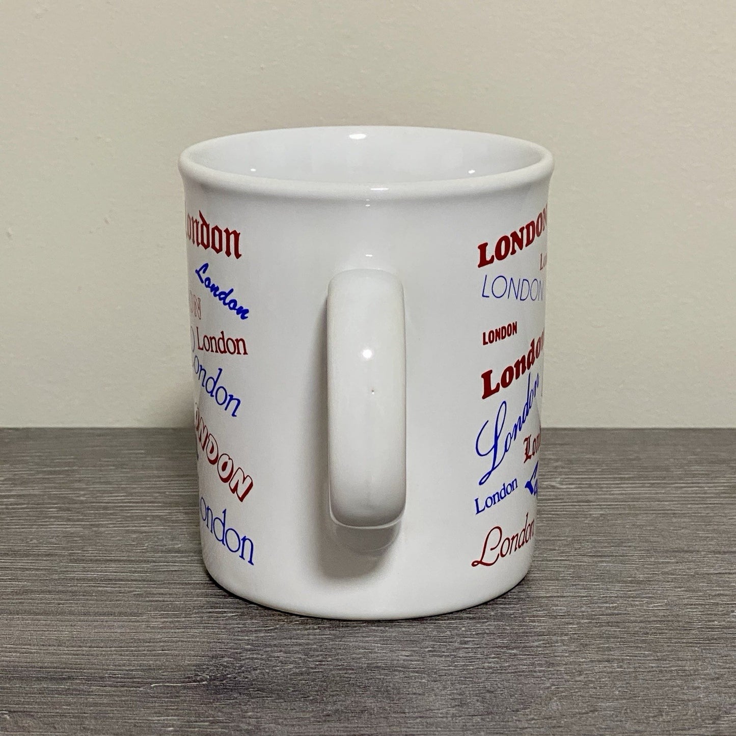 Vintage London Writing Fonts Coffee Mug Collectible Tea Cup Made In England Rare