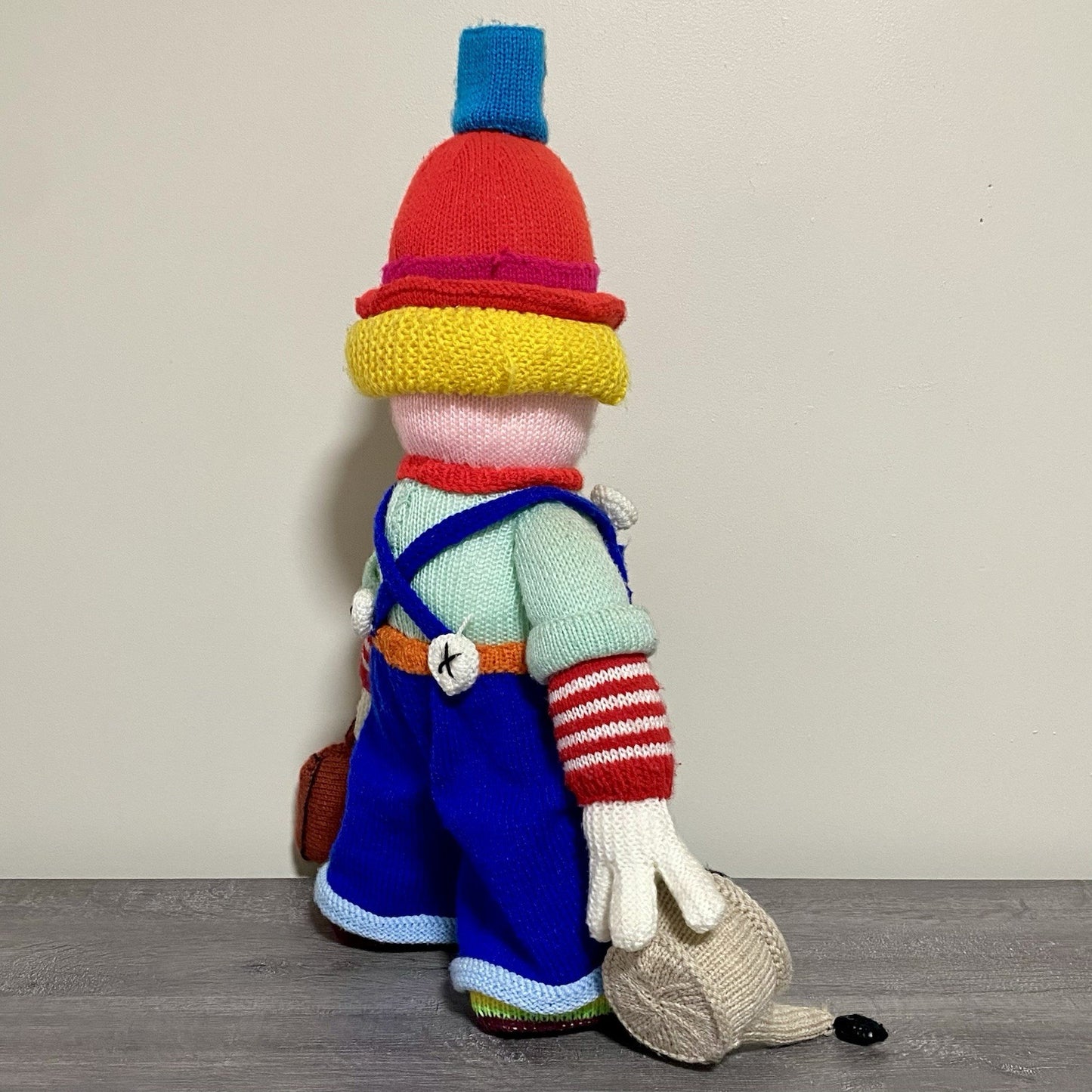 Vintage Jean Greenhowe Hand Knitted XXL Large Mechanic Clown Plush Soft Toy Rare