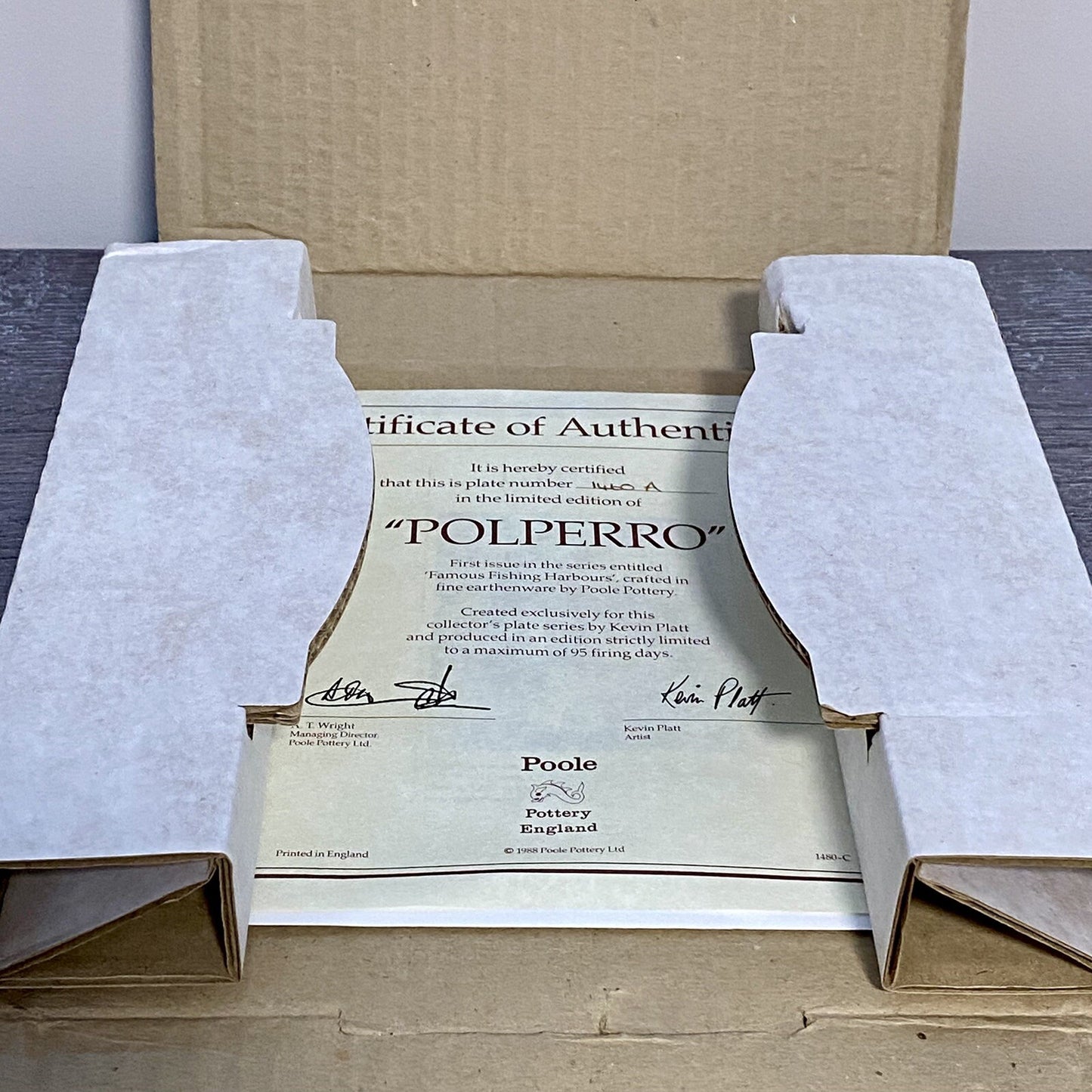 1988 Polperro By Kevin Platt Poole Pottery Famous Fishing Harbours Series Plate