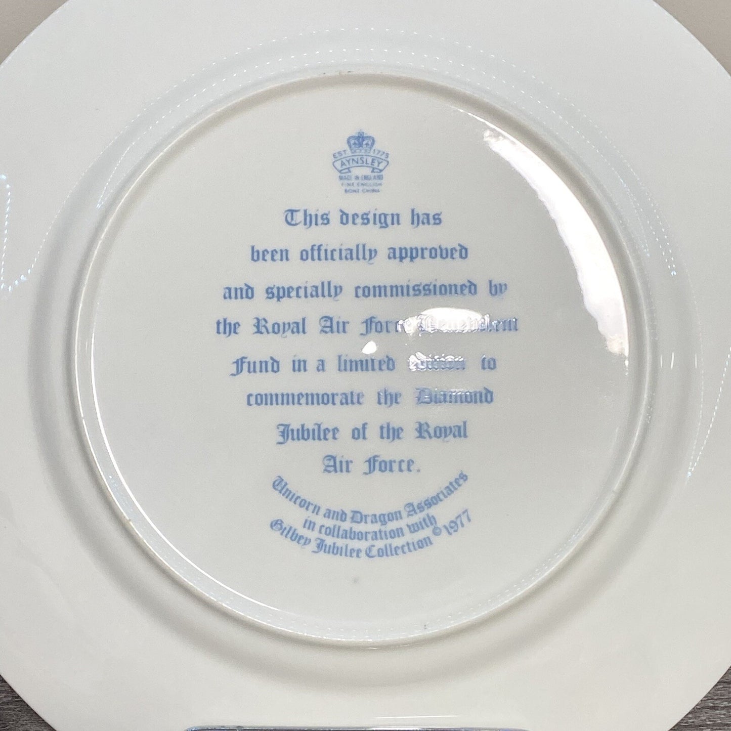 Royal Air Force RAF 60th Anniversary 1918-1978 Aynsley Commemorative Plate
