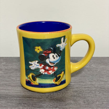 Official Disney Store Minnie Mouse Coffee Mug Yellow Vintage Retro Tea Cup Rare