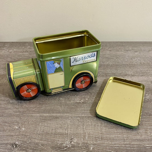 Vintage Harrods Express Truck Car With Moving Wheels & Lid Collectible Tin Rare