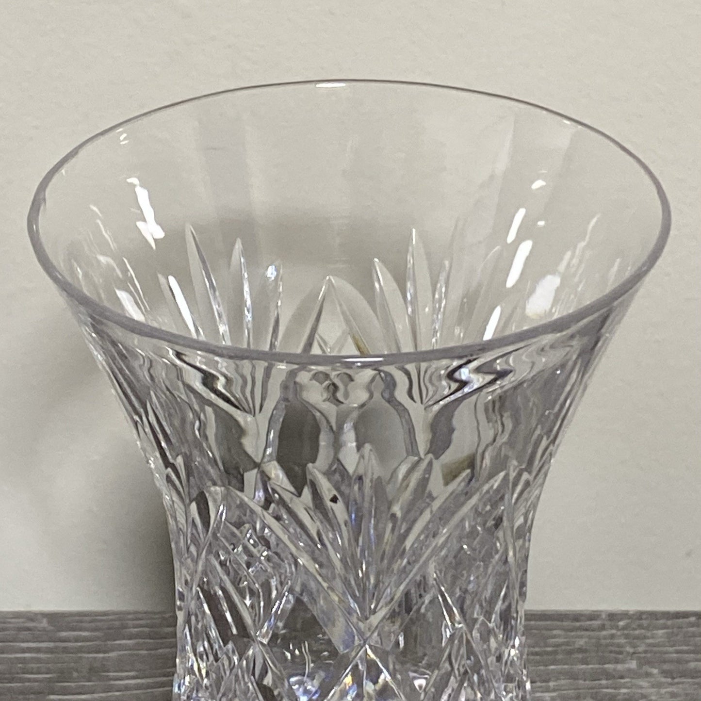 Vintage Small Round Cut Crystal Glass Vase Art Deco Diamond Pattern Retro Style