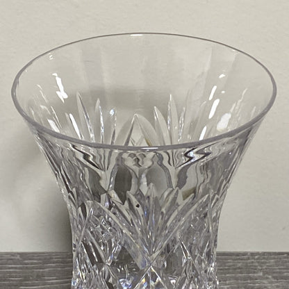 Vintage Small Round Cut Crystal Glass Vase Art Deco Diamond Pattern Retro Style