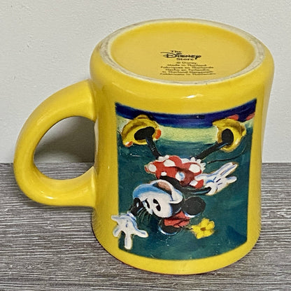 Official Disney Store Minnie Mouse Coffee Mug Yellow Vintage Retro Tea Cup Rare