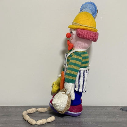 Vintage Jean Greenhowe Hand Knitted XXL Large Butcher Clown Plush Soft Toy Rare