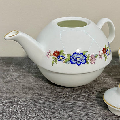 Royal Tara Single Teapot & Stacking Tea Cup Bone China Floral Harmony Galway
