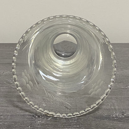 Vintage Crystal Cut Glass Clear Round Floral Art Deco Flared Rimmed Edge Vase