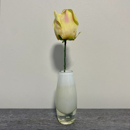 Small Artificial Rose Flower In Small Round Glass Vase All In One Decorative