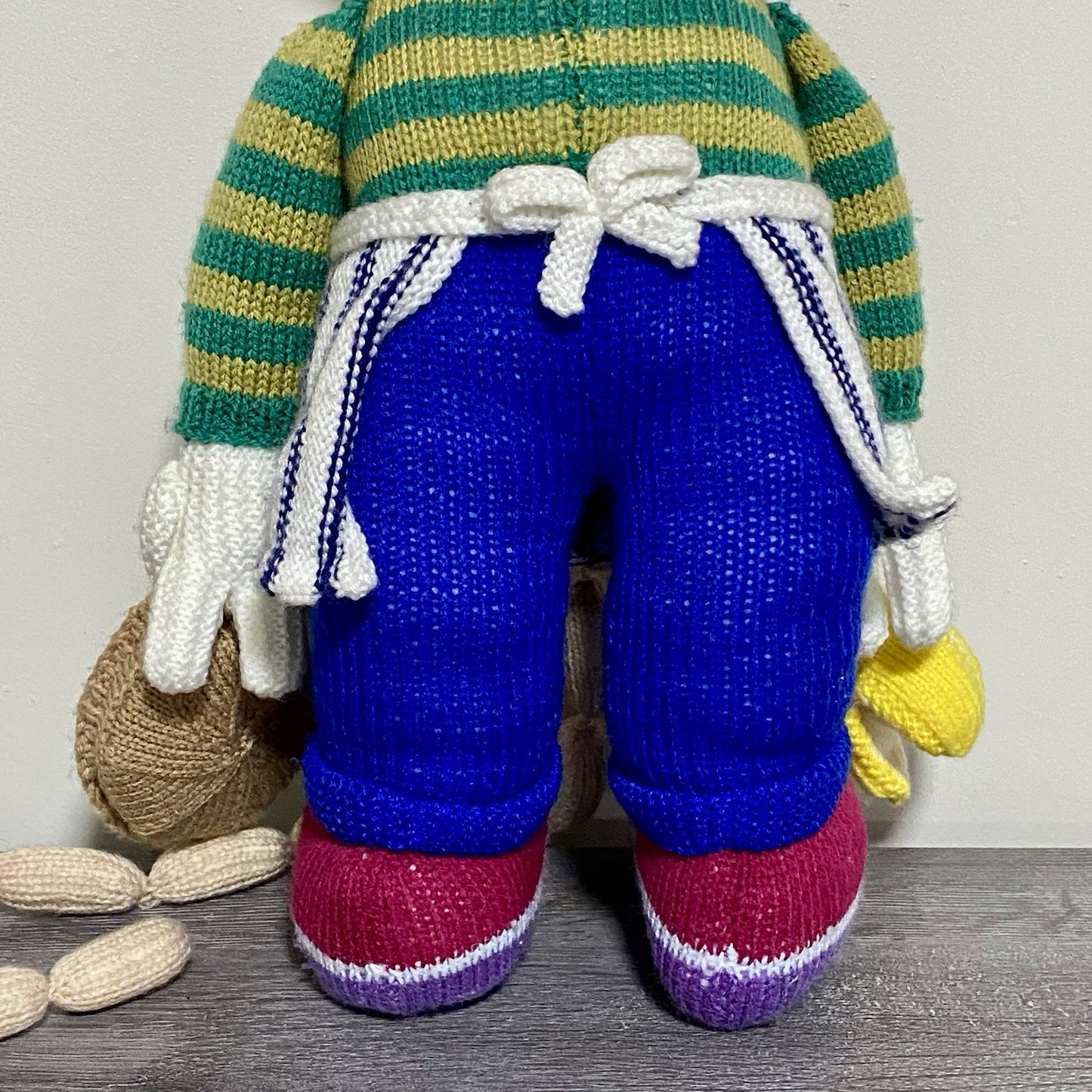 Vintage Jean Greenhowe Hand Knitted XXL Large Butcher Clown Plush Soft Toy Rare