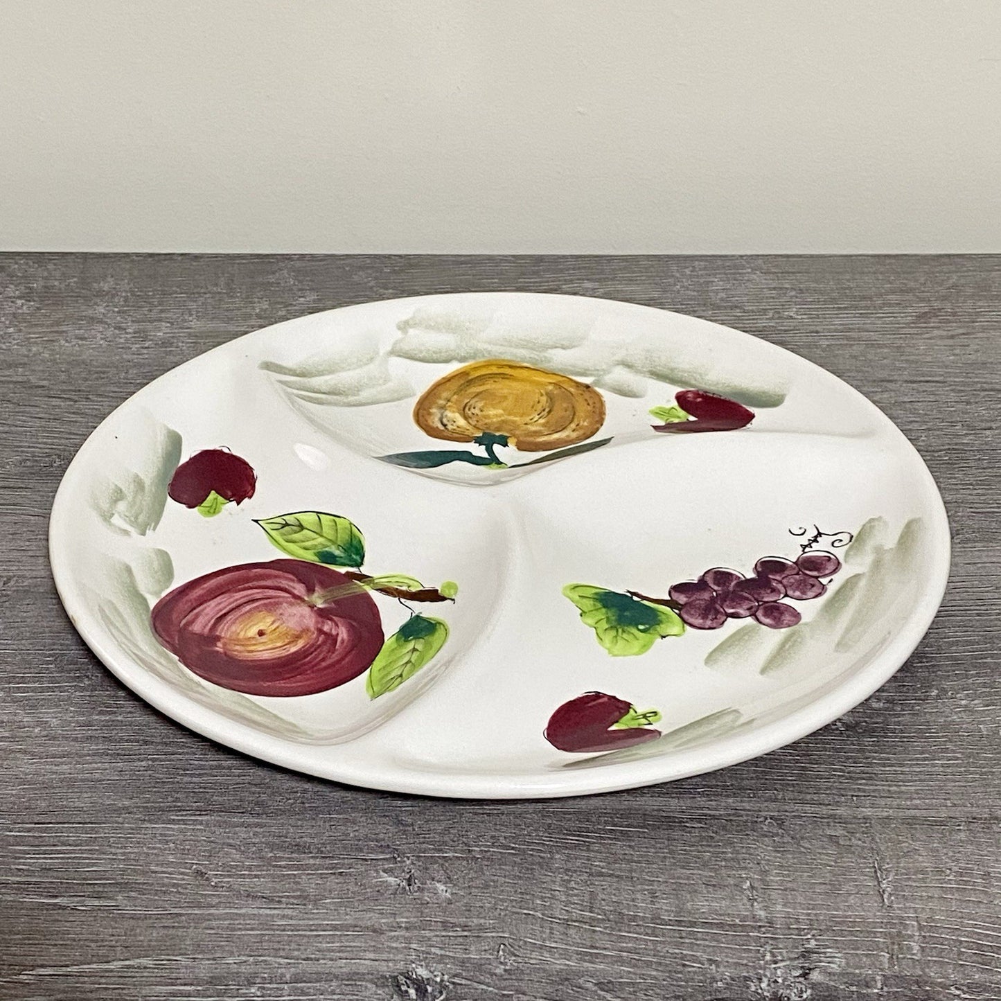 Ironstone Ware 3 Multi Section Round Serving Platter Dish Art Deco Apple Italian