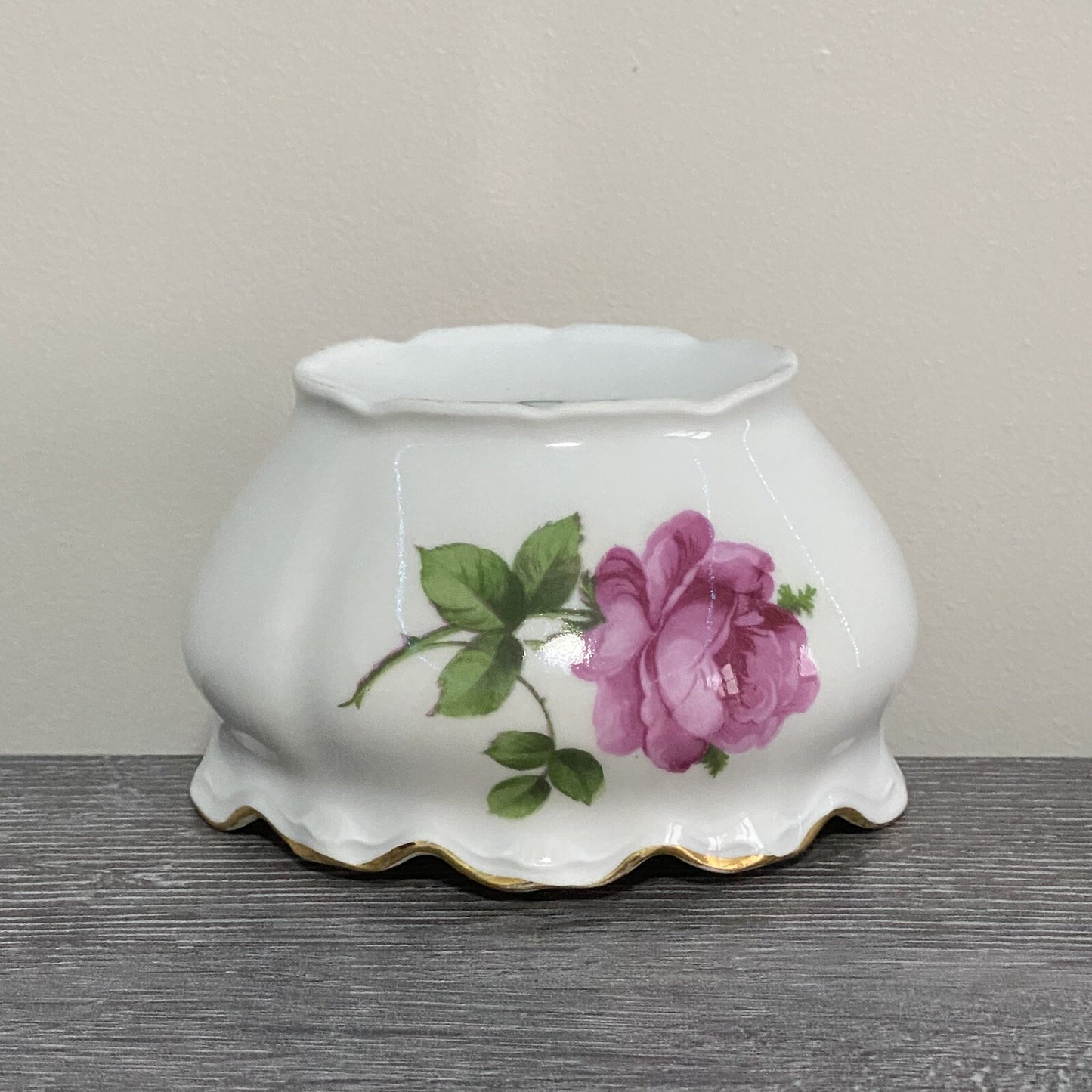 Vintage Bavaria Sugar Bowl & Creamer Jug Set Wild Rose Floral Design Gold Trim