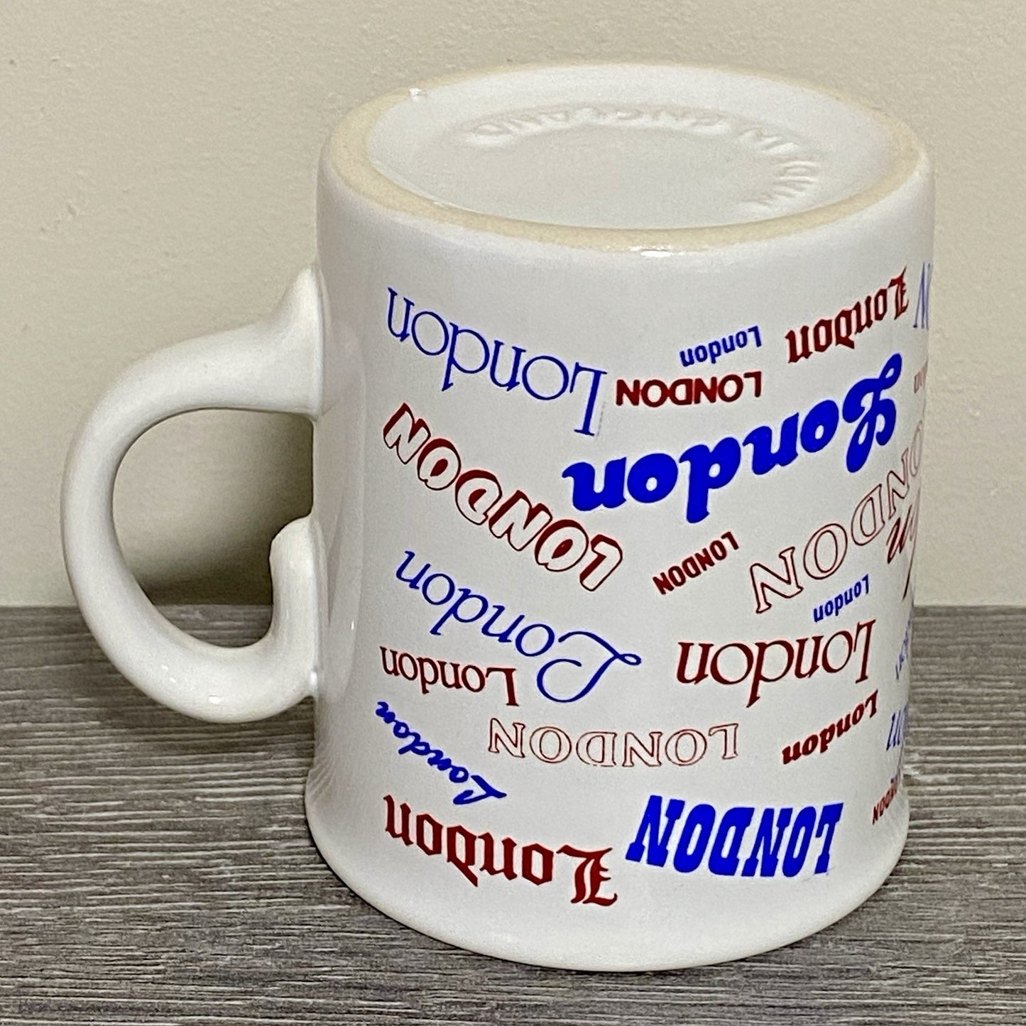 Vintage London Writing Fonts Coffee Mug Collectible Tea Cup Made In England Rare