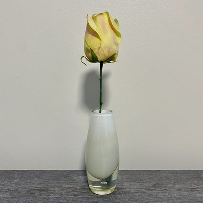 Small Artificial Rose Flower In Small Round Glass Vase All In One Decorative