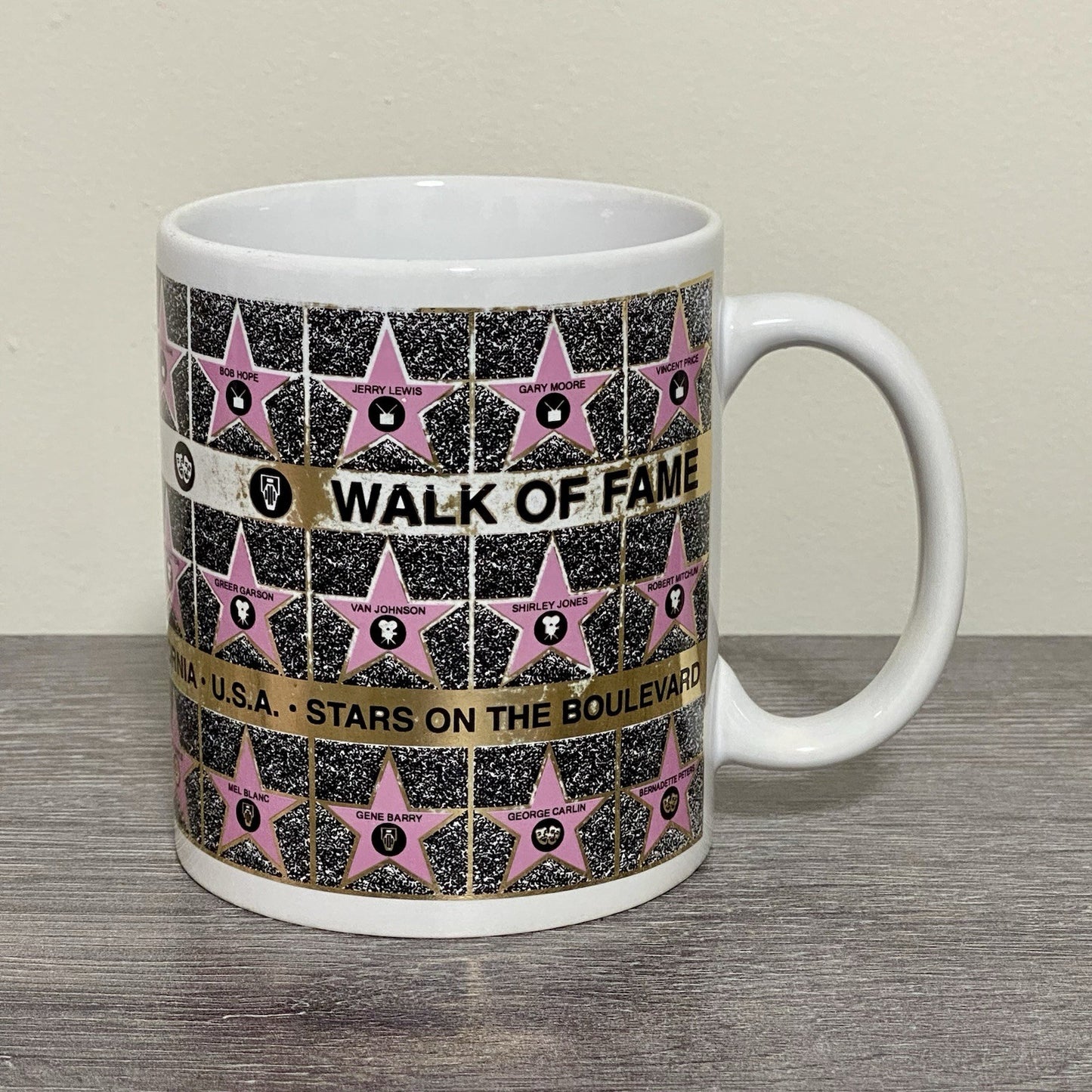 Vintage Hollywood Walk Of Fame Coffee Mug Tea Cup 1992 Famous Stars Celebrities