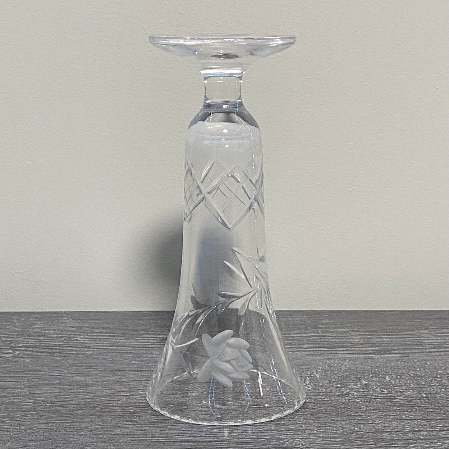 Vintage Crystal Cut Glass Clear Round Floral Art Deco Flared Fluted Flower Vase
