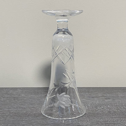 Vintage Crystal Cut Glass Clear Round Floral Art Deco Flared Fluted Flower Vase