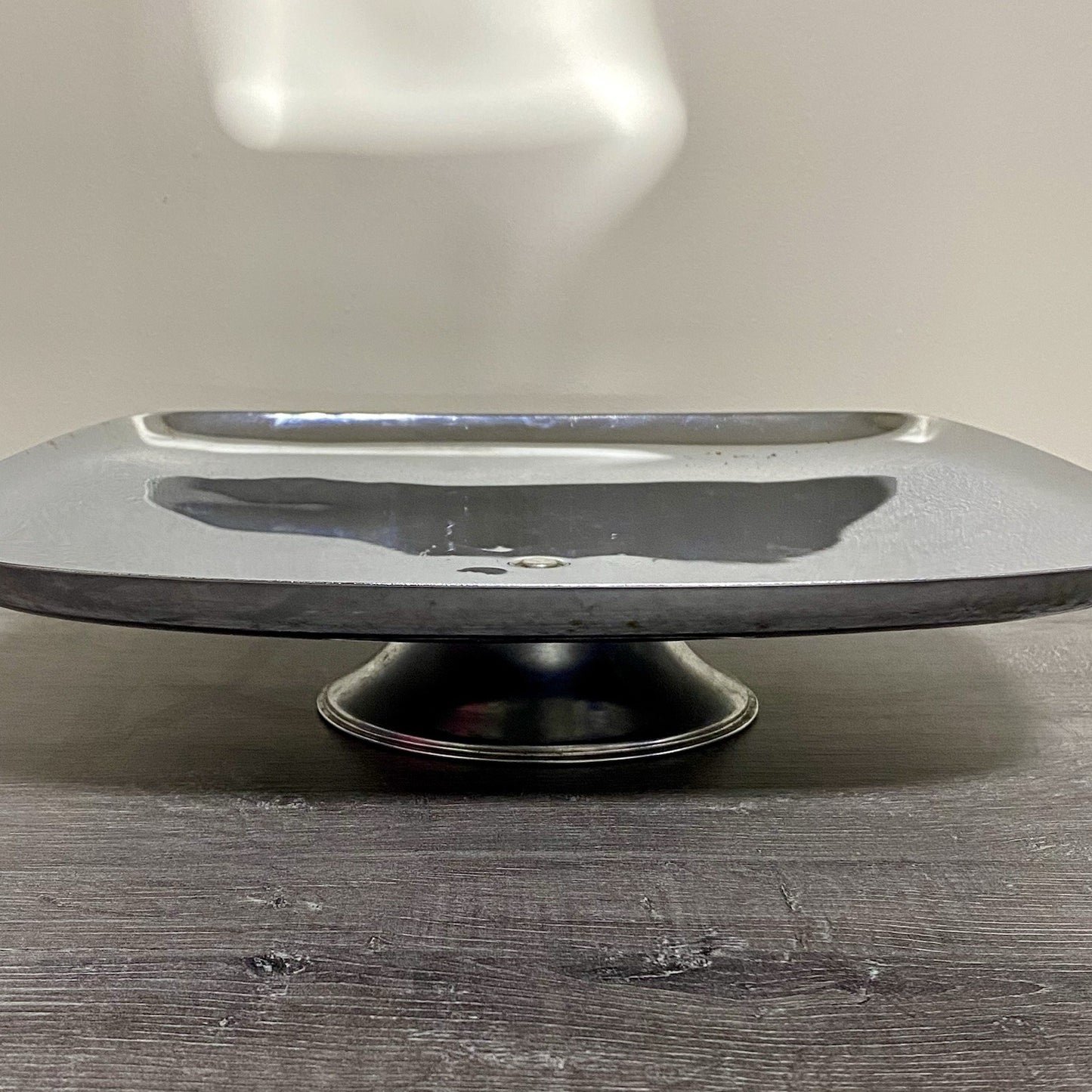 Vintage Milbern Creations 13” Square Chrome Spinning Cake Appetizer Serving Tray