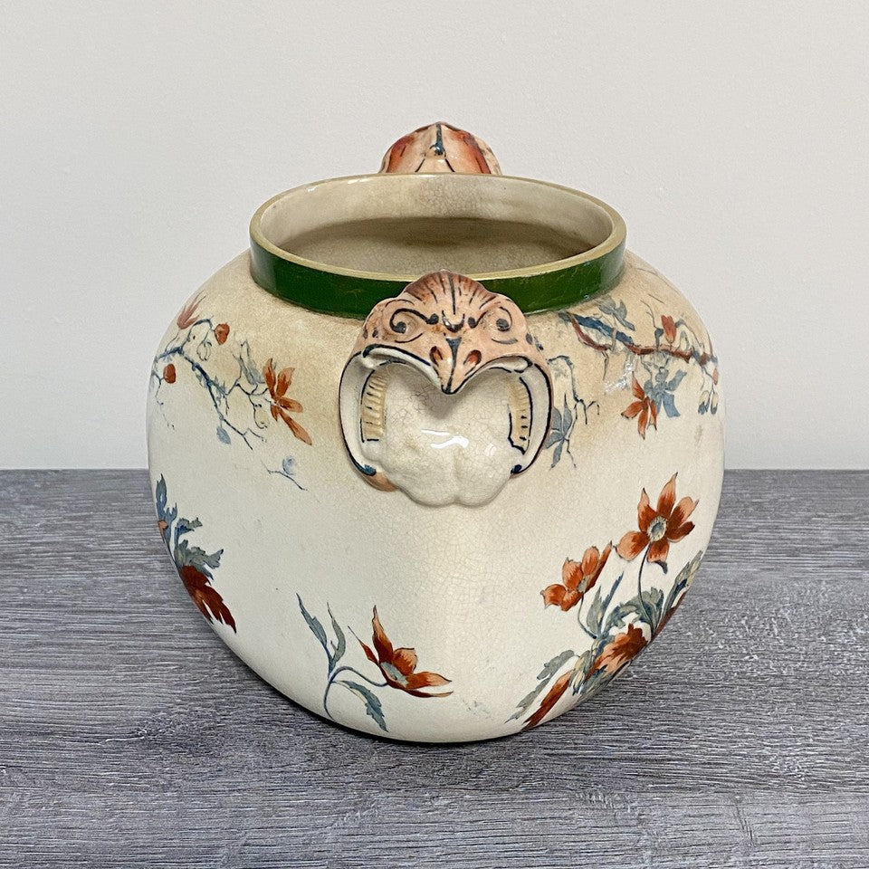 Antique Doulton Warwick Burslem Vase 1882 - 1902 Mark Floral Eagle Handled Rare