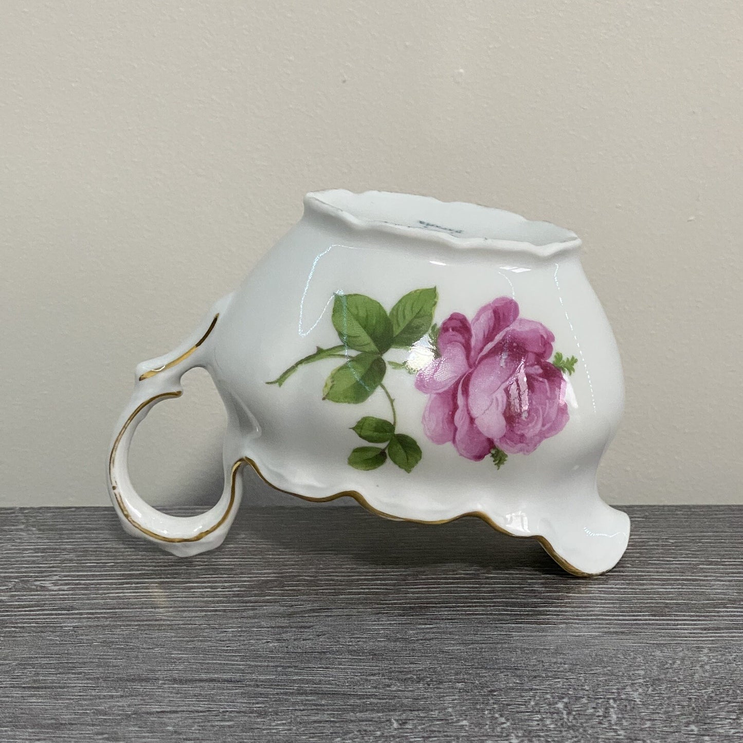 Vintage Bavaria Sugar Bowl & Creamer Jug Set Wild Rose Floral Design Gold Trim