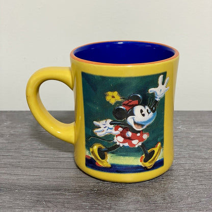 Official Disney Store Minnie Mouse Coffee Mug Yellow Vintage Retro Tea Cup Rare