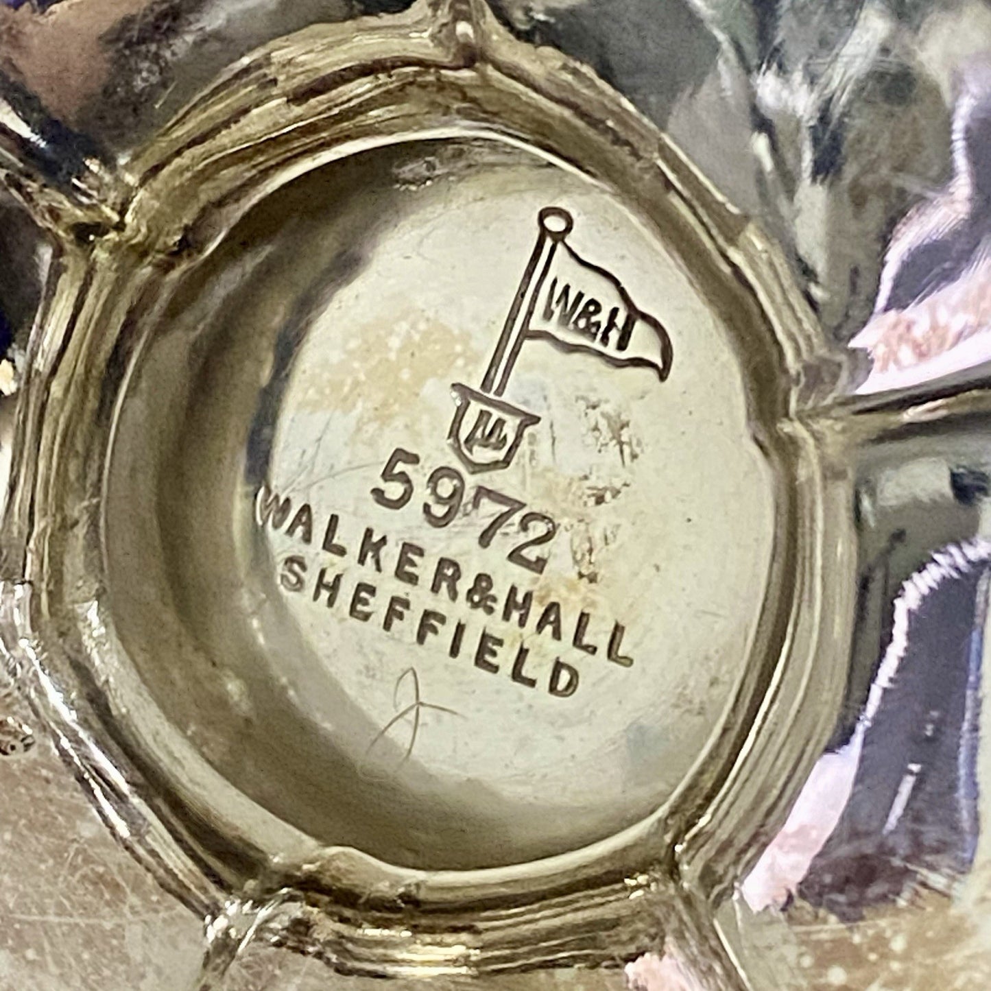 Antique Walker & Hall Sheffield Fruit Bowl With Handle Silver Plate 10” Art Rare