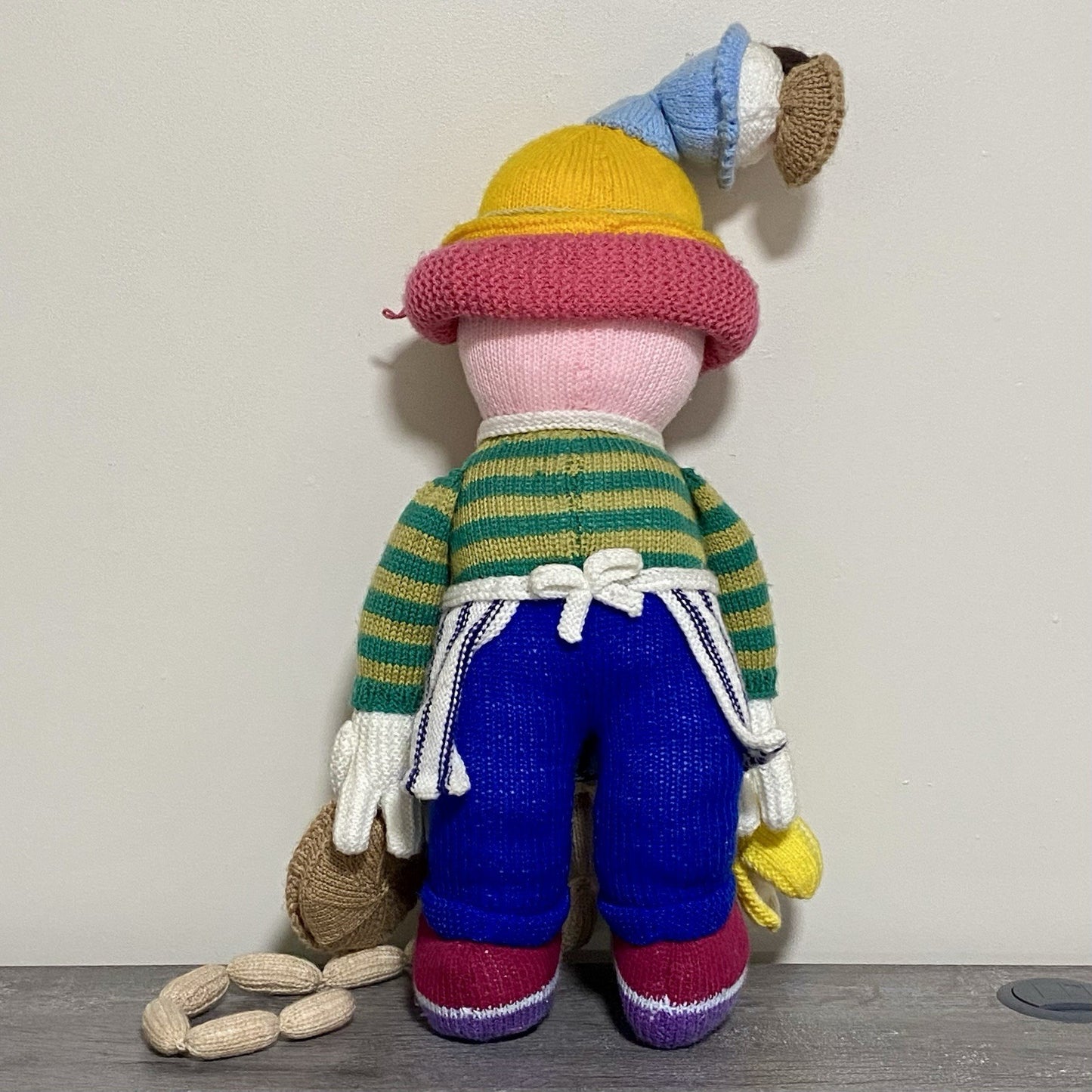 Vintage Jean Greenhowe Hand Knitted XXL Large Butcher Clown Plush Soft Toy Rare