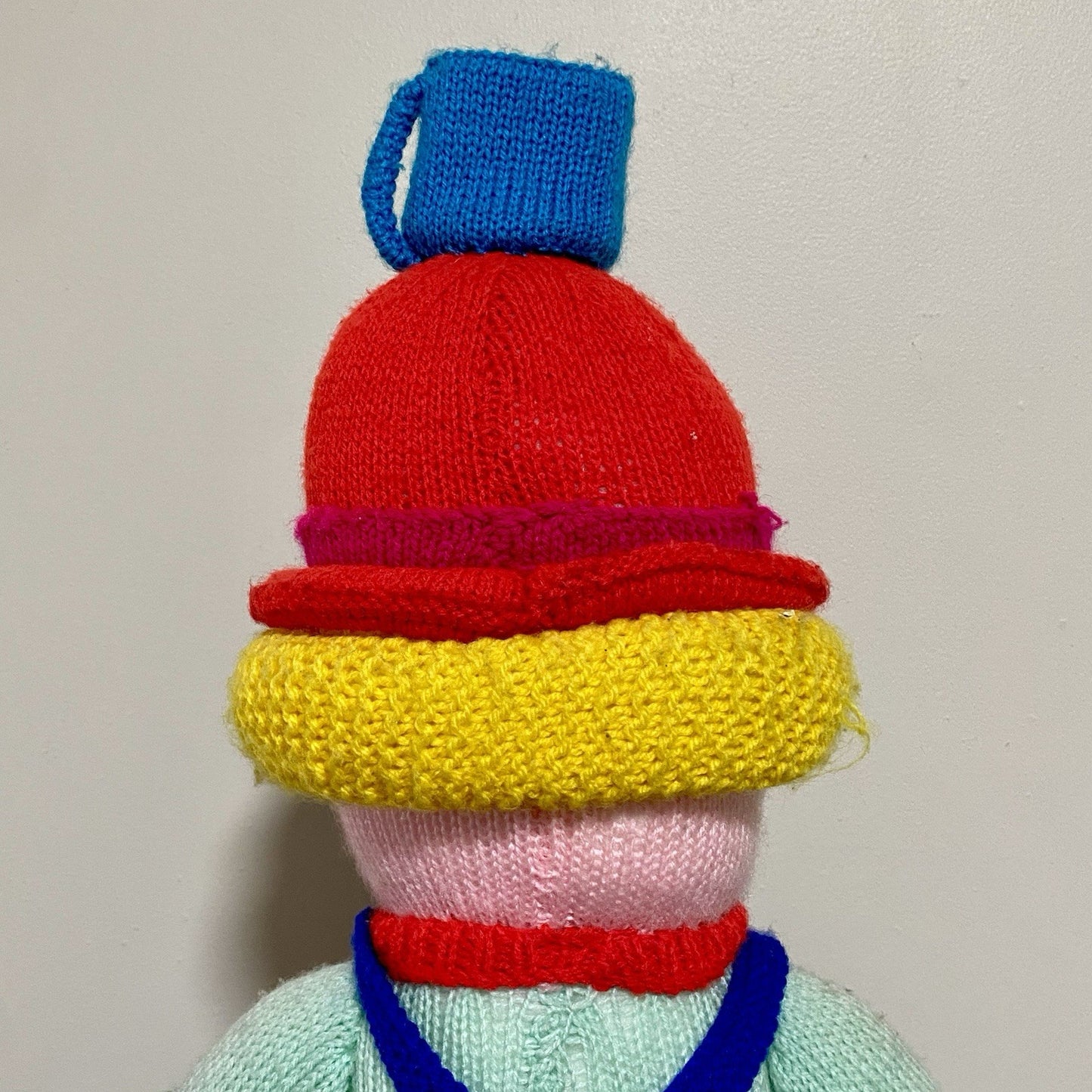 Vintage Jean Greenhowe Hand Knitted XXL Large Mechanic Clown Plush Soft Toy Rare