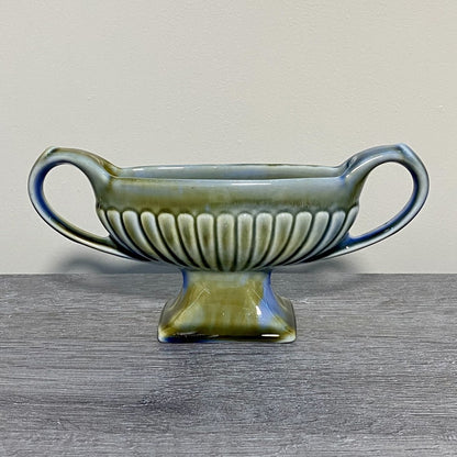 Vintage Irish Porcelain Blue Green Planter Double Handled 8 1/4” Length Ireland