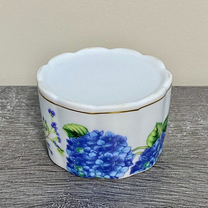 Stackable Tea Cup Coffee Mug Decorative Floral Butterfly Hydrangeas Gold Trim