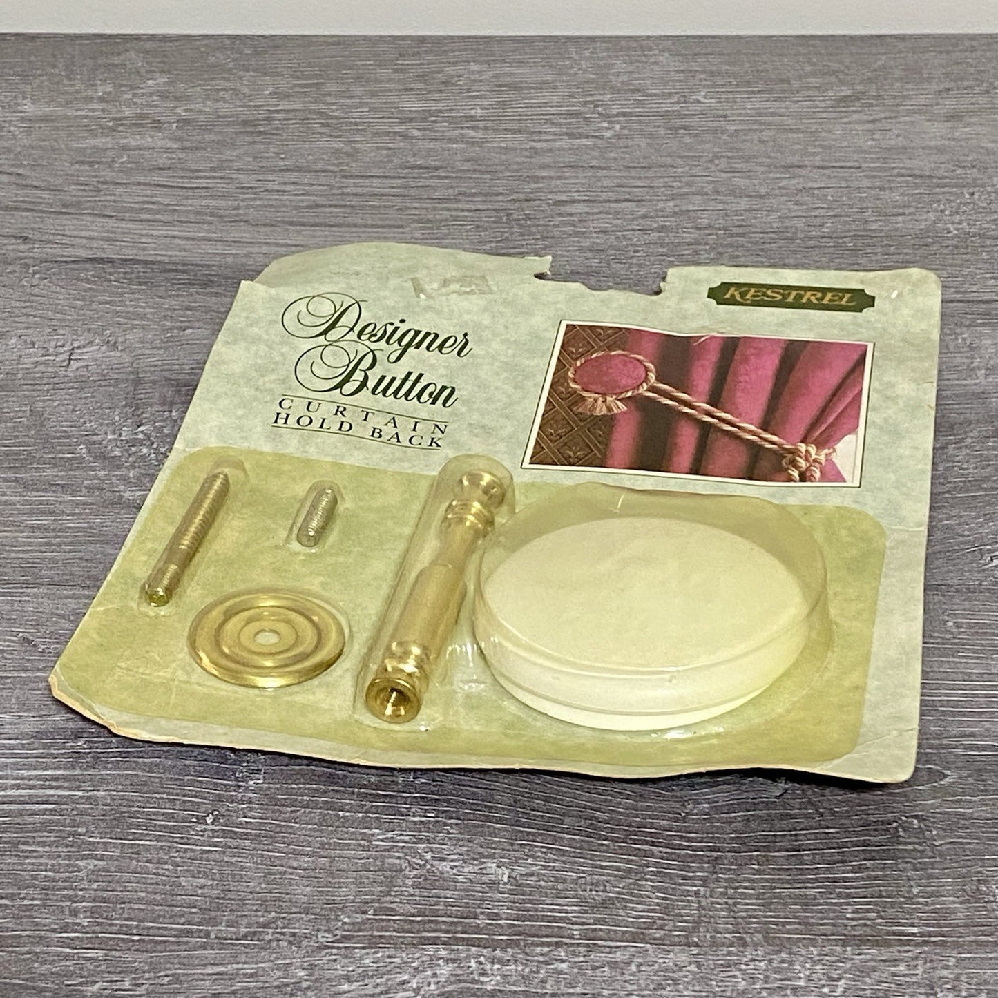 Vintage Kestrel Curtain Designer Button Hold Back Holdback Art Deco Kit Set Rare