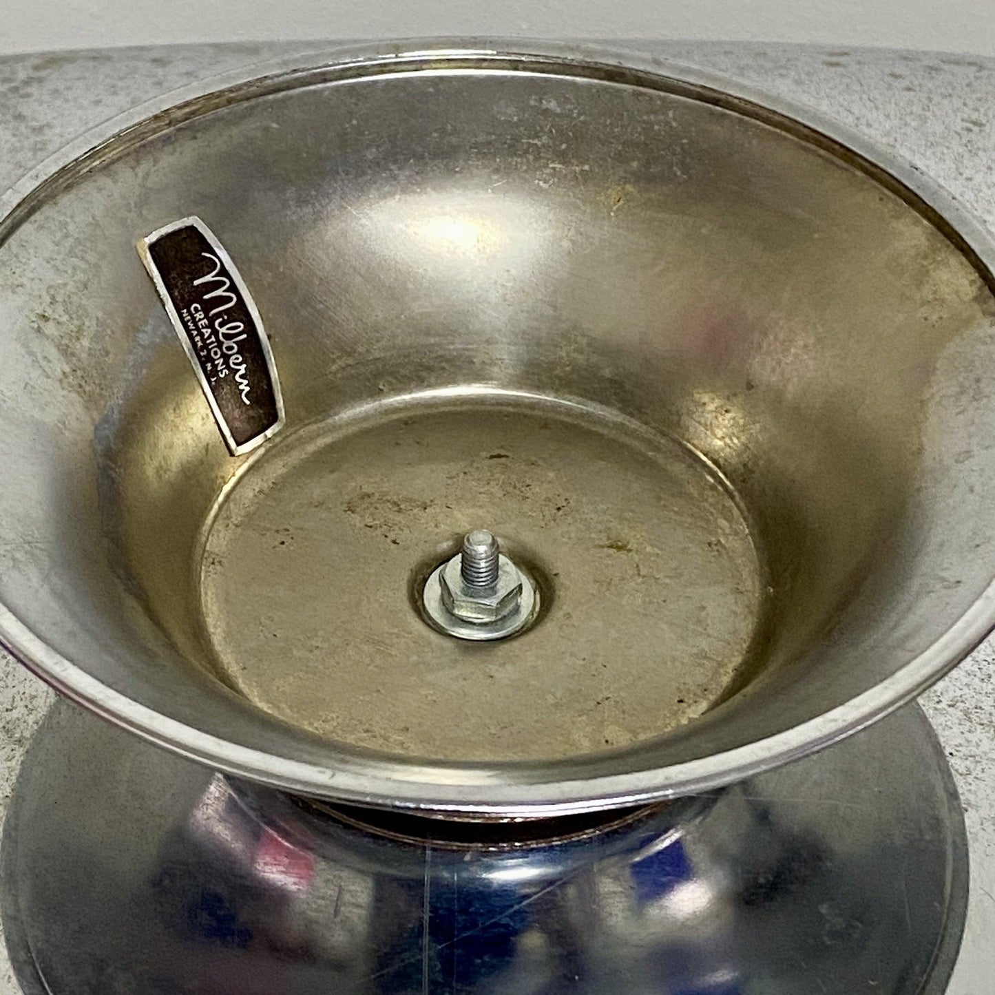 Vintage Milbern Creations 13” Square Chrome Spinning Cake Appetizer Serving Tray