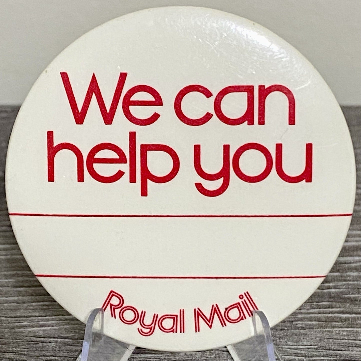 Vintage Royal Mail “We Can Help You” Collectible Pin Badge Button Postman Rare